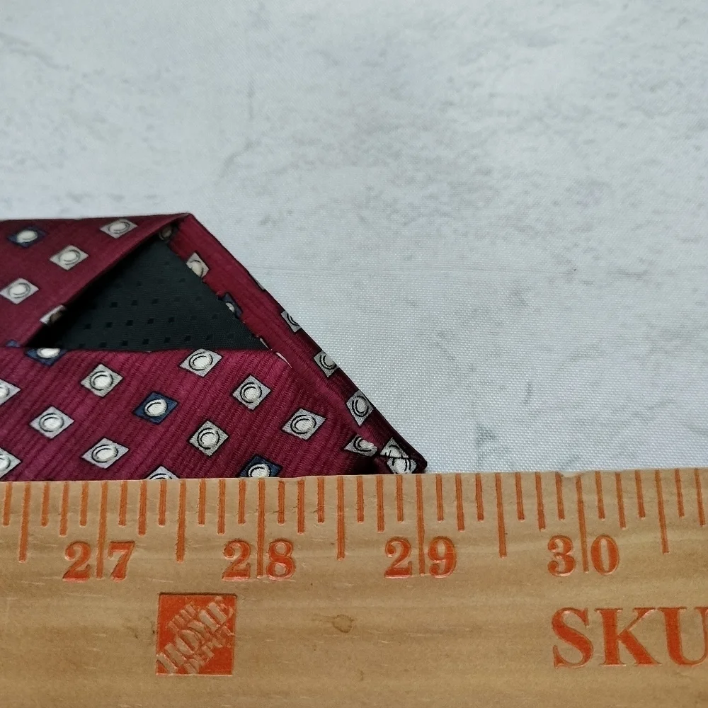 Bossi Roma Milano Silk Necktie Tie Red Multicolored Geometric Handmade